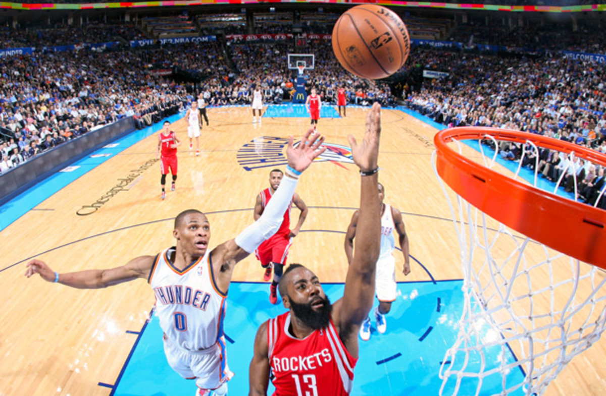 Russell Westbrook, left, and James Harden headline the 2013 All-Star reserves (Job Blow/Getty Images)
