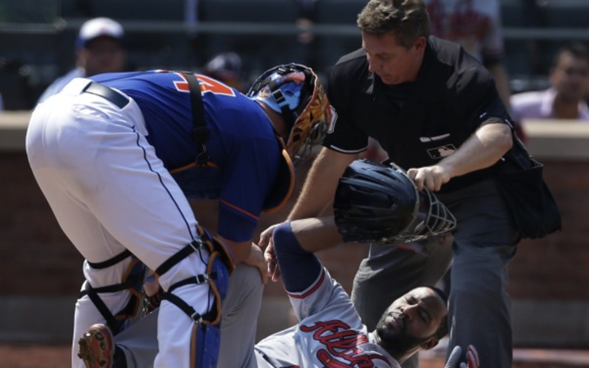 Braves outfielder Jason Heyward will miss about six weeks with a broken jaw. (AP Photo/Seth Wenig)