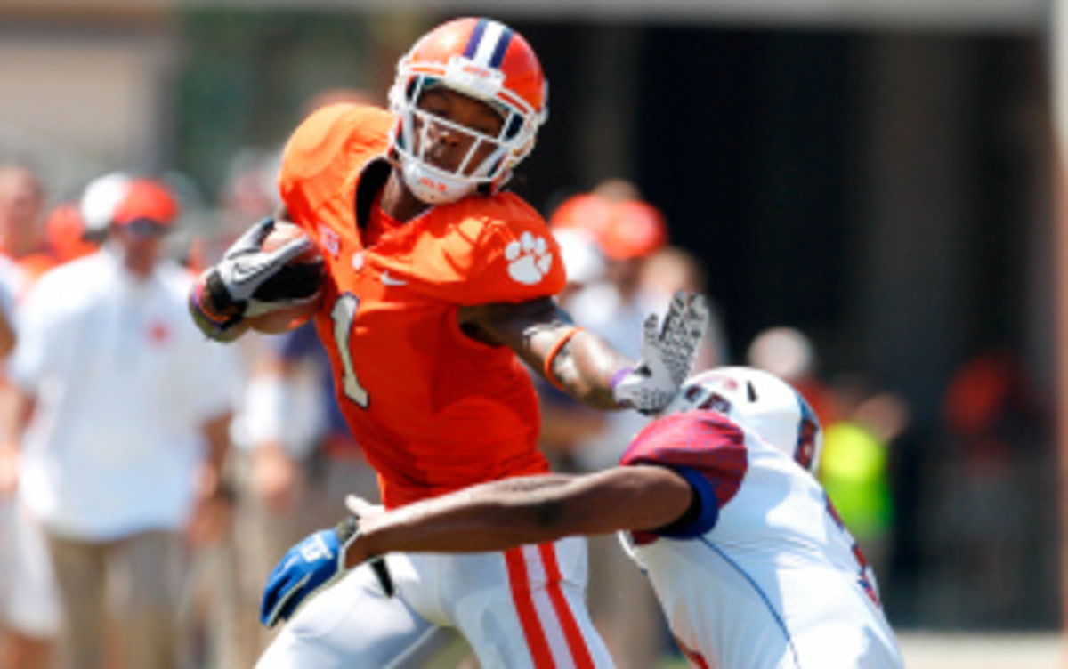 Clemson wide receiver Martavis Bryant will see reduced playing time Saturday vs. Wake Forest for a gesture he made after scoring a touchdown in a Sept. 19 win over N.C. State. (Tyler Smith/Getty Images)