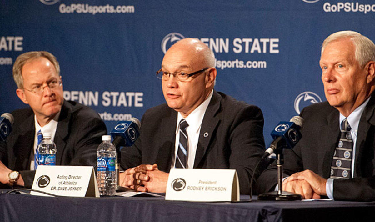 PSU AD Dave Joyner (center), pictured here in 2012, said 'it's a very important day for us at Penn State.'