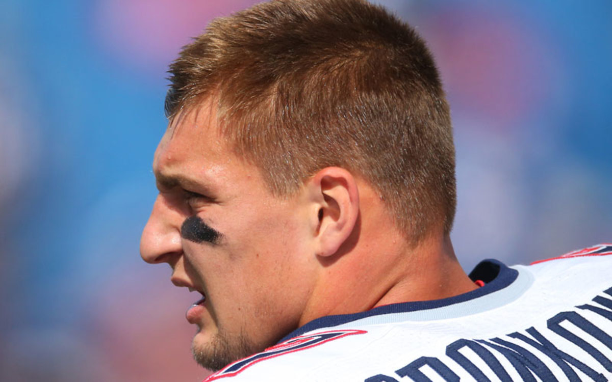 Rob Gronkowski has not suited up for the New England Patriots this season. Is Week 7 when the enigmatic tight end answers the bell? (Tom Szczerbowski/Getty Images)