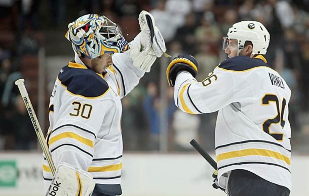Ryan Miller and Thomas Vanek of the Buffalo Sabres