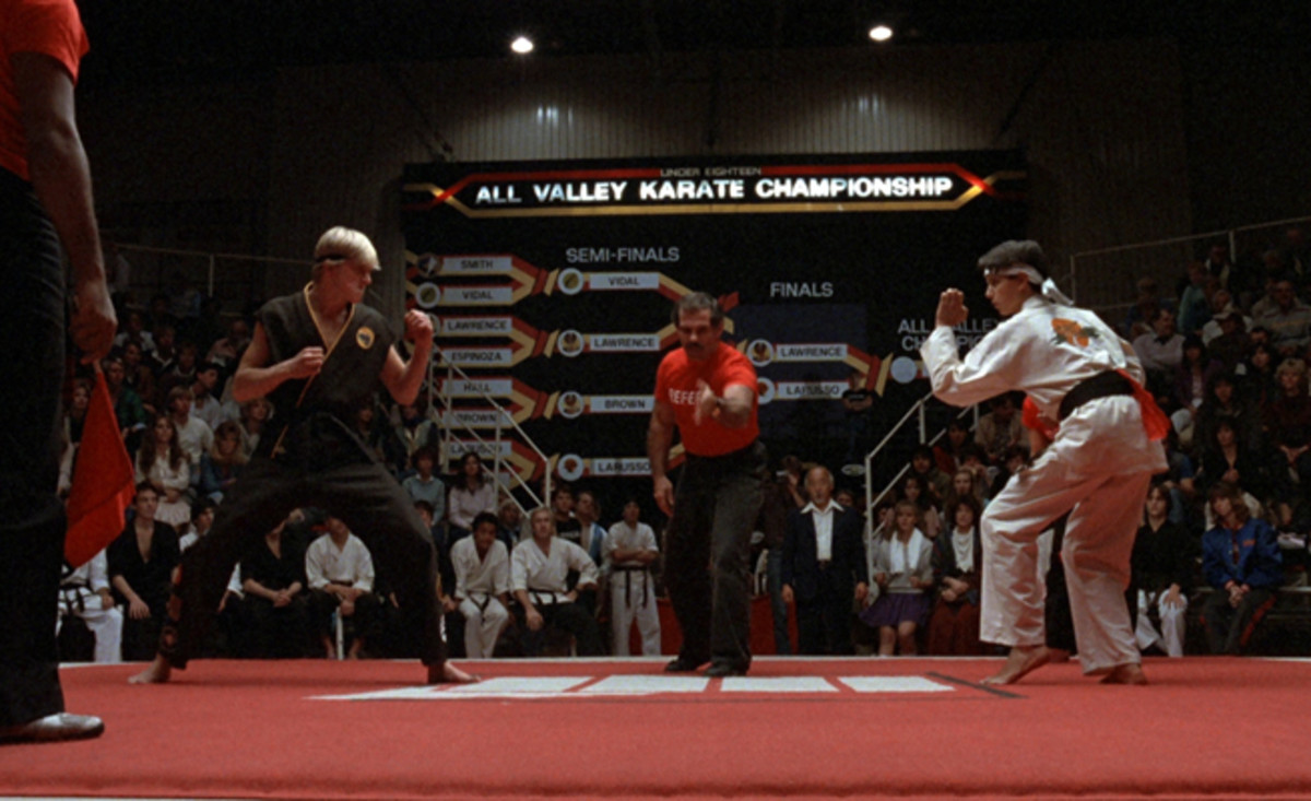 The Daniel LaRusso-Johnny Lawrence fight is one of the iconic scenes in the 1984 classic The Karate Kid.