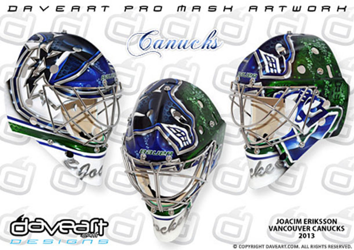 Vancouver Canucks goalie Joacim Eriksson's new mask