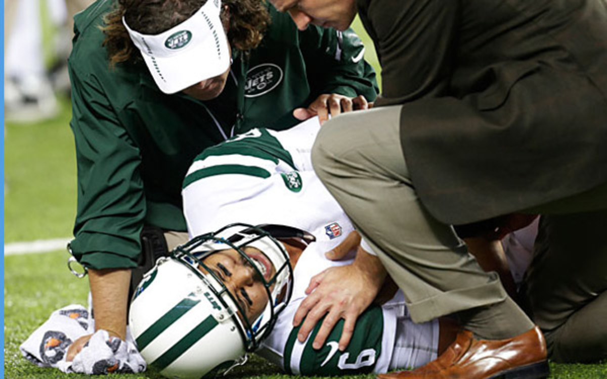 Injured Jets quarterback Mark Sanchez will make $8.25 million guaranteed this season. (AP Photo/Julio Cortez