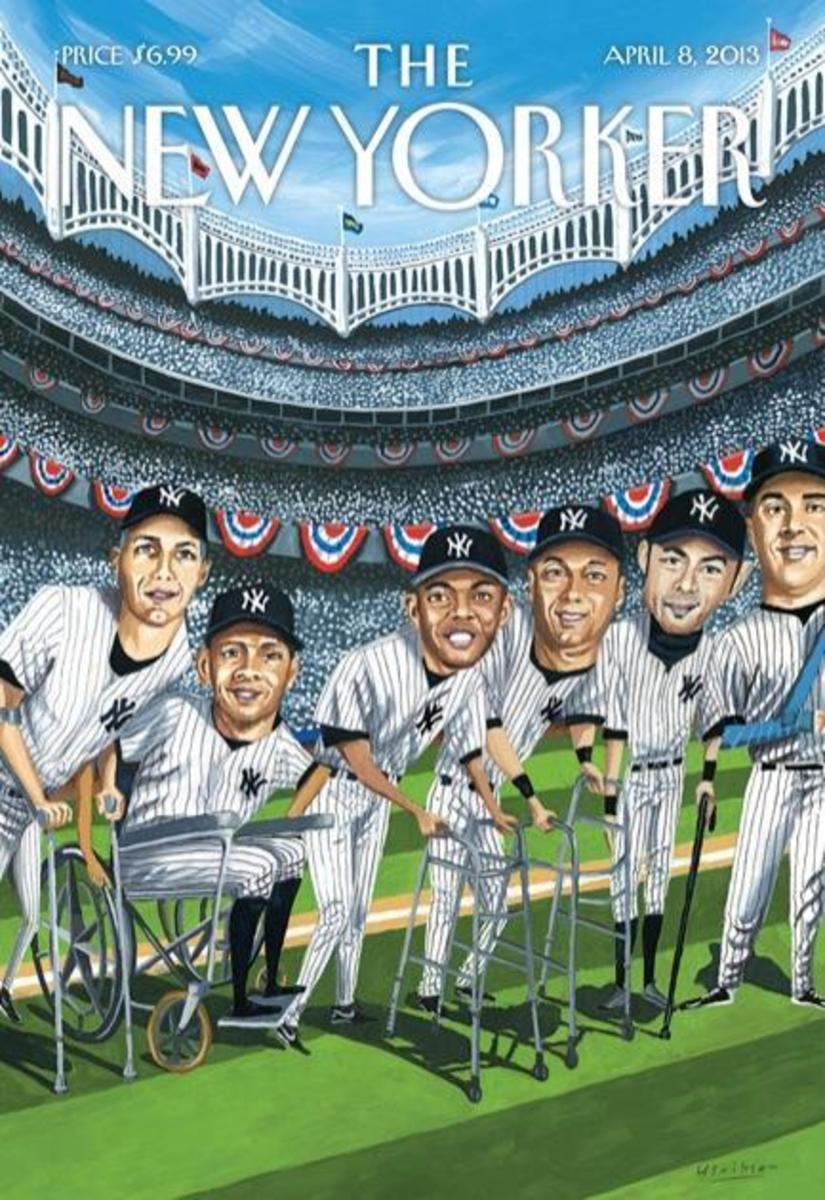 The New Yorker cover takes a shot at the Yankees' age and injury issues. (via Michael Katz's Twitter feed). 