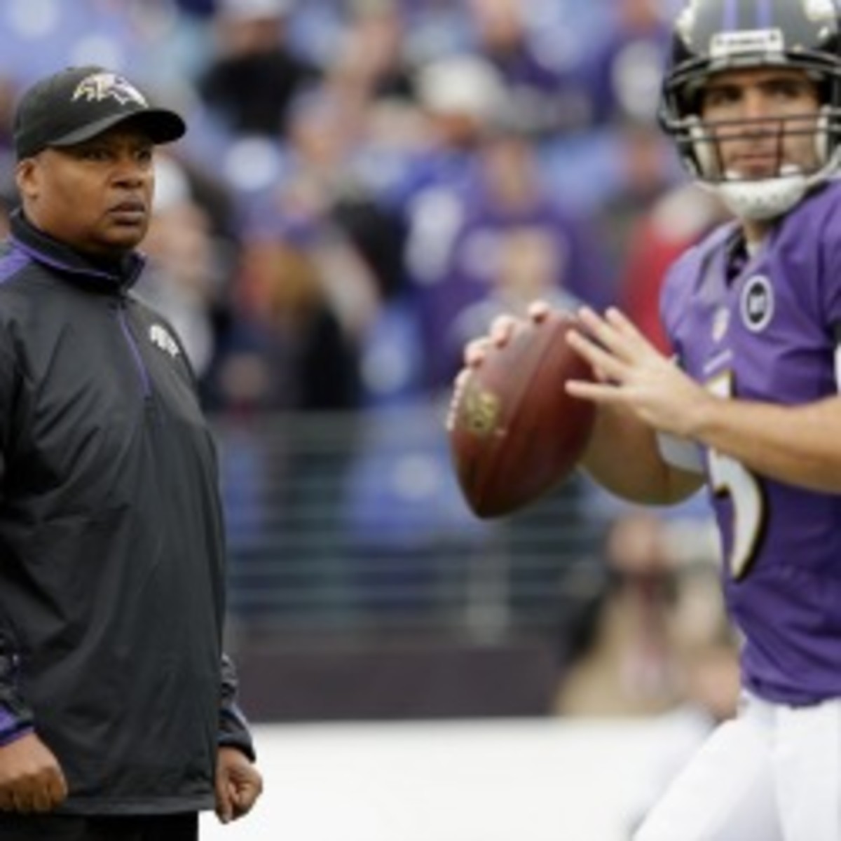 The Ravens will keep Jim Caldwell as their offensive coordinator next season. (Getty Images)
