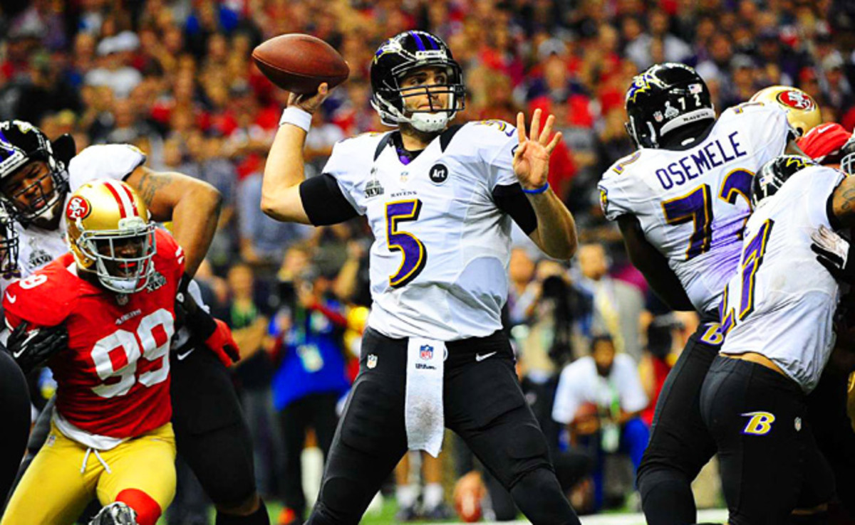 Ravens QB Joe Flacco finished with 11 touchdown passes and no interceptions over four playoff games.