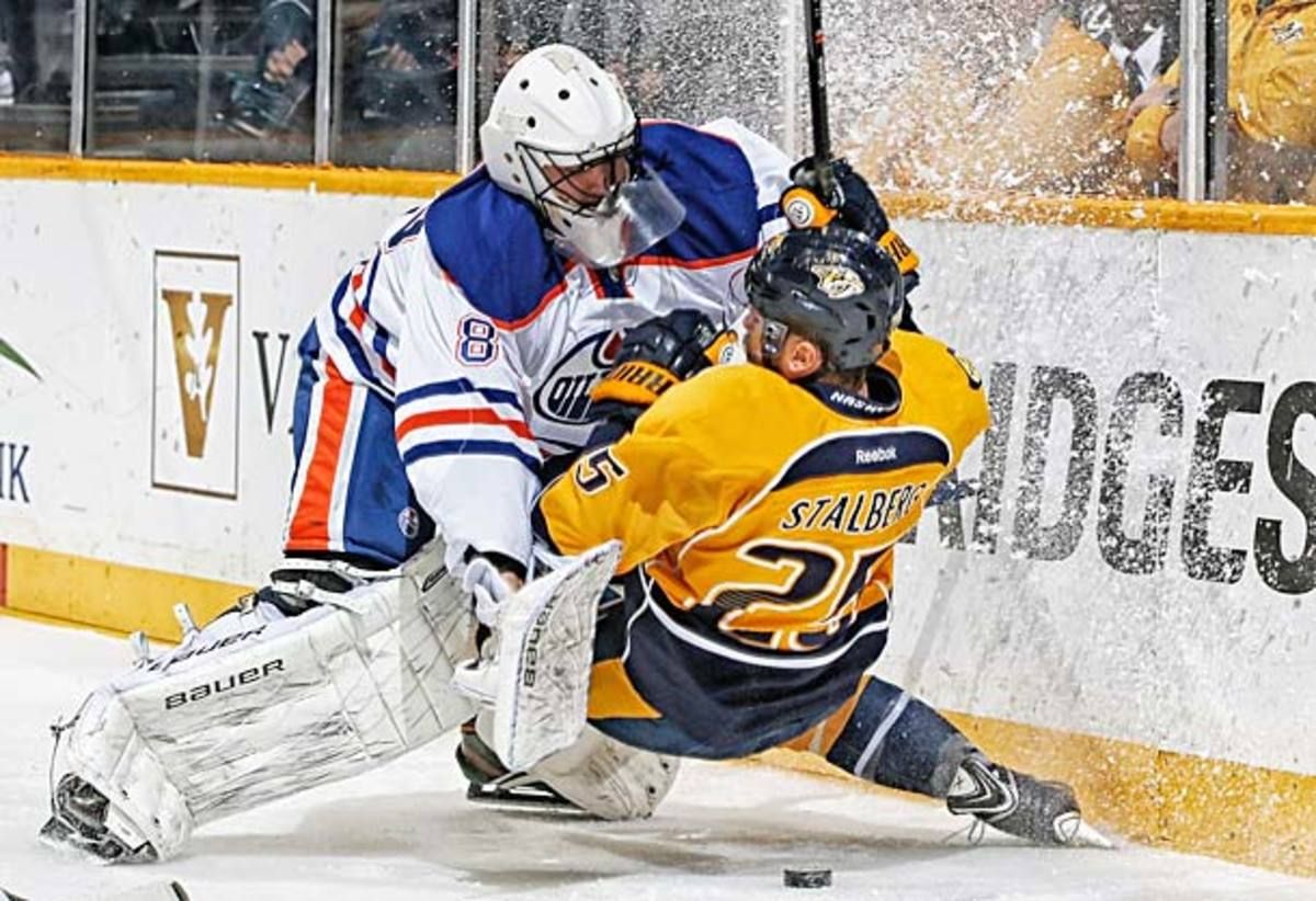 Ilya Bryzgalov shut out the Nashvillie Predators in his first start for the Edmonton Oilers.