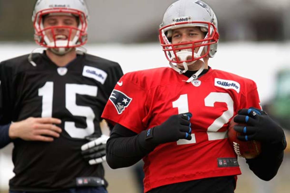 Several teams are reportedly interested in the New England Patriots backup QB Ryan Mallett (left). (AP)