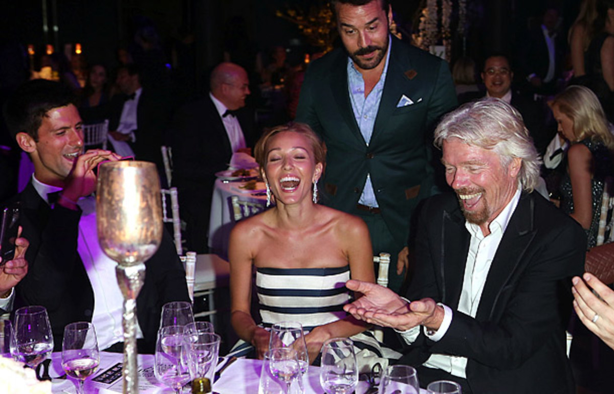 Novak Djokovic, Jelena Ristic, Jeremy Piven and Richard Branson