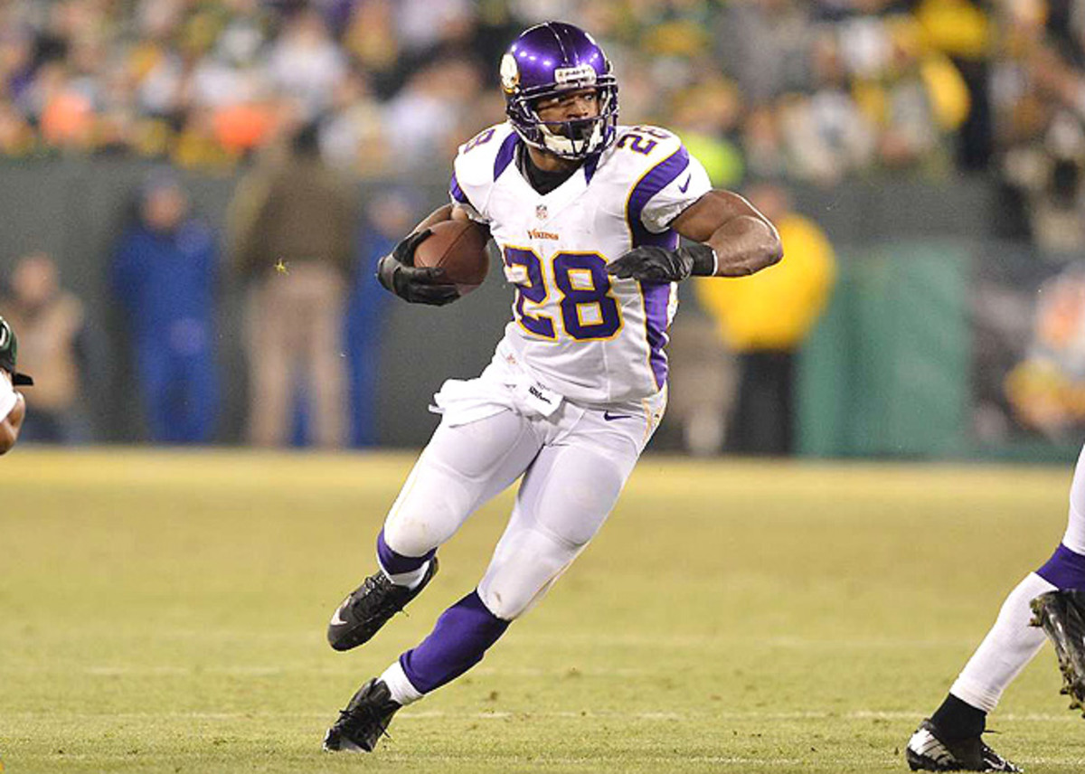 After just falling short of the rushing record last season, Adrian Peterson leads the rankings for 2013. 