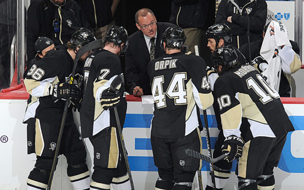 Coach Dan Bylsma and the Penguins are in trouble vs. the Bruins