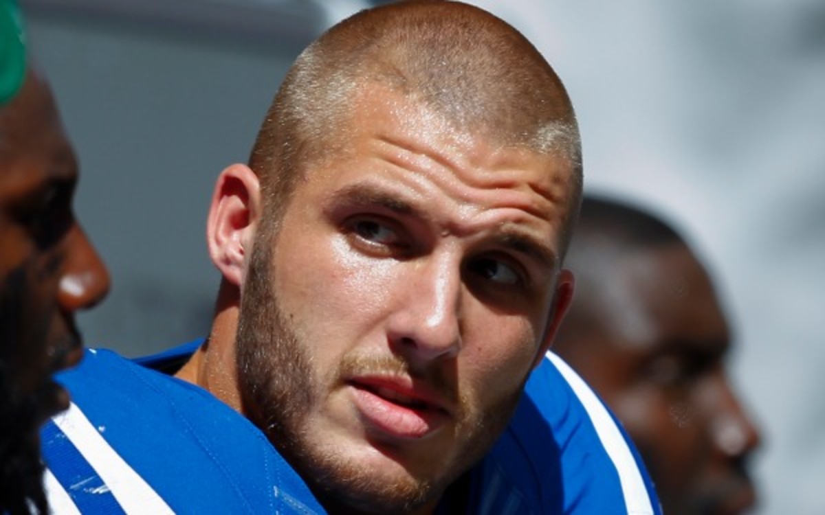 Colts DE Bjoern Werner is be out for at least four weeks with a foot injury. (Michael Hickey/Getty Images)