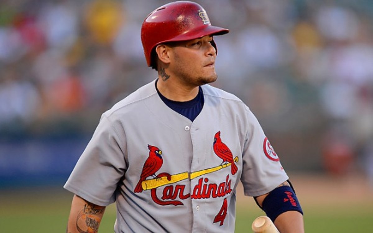 Yadier Molina left today's game with a sore wrist. He is listed as day-to-day. (Thearon W. Henderson/Getty Images) 