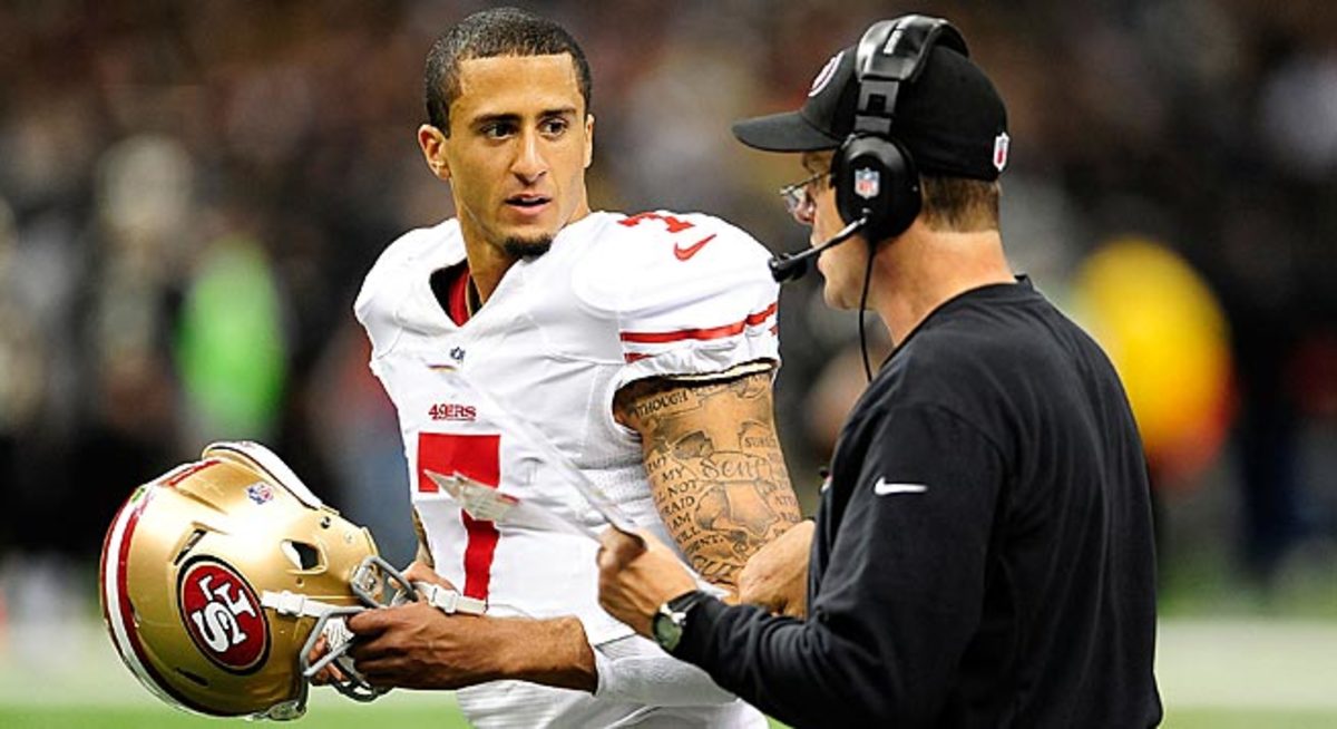 Jim Harbaugh hasn't been afraid to let Colin Kaepernick defeat teams with his feet or his arm.