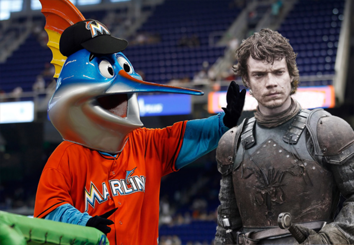 Go fish, Theon: Holding Winterfell pales in comparison to the task of entertaining restless Marlins fans.  -- Getty & HBO