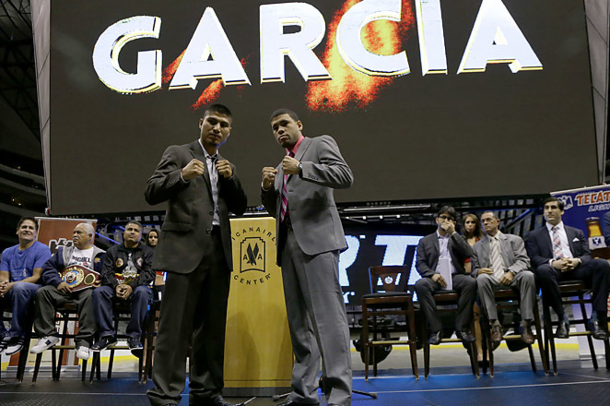 Mikey Garcia (L) will still face Juan Lopez on Saturday, but the title will be vacant if Garcia wins. 