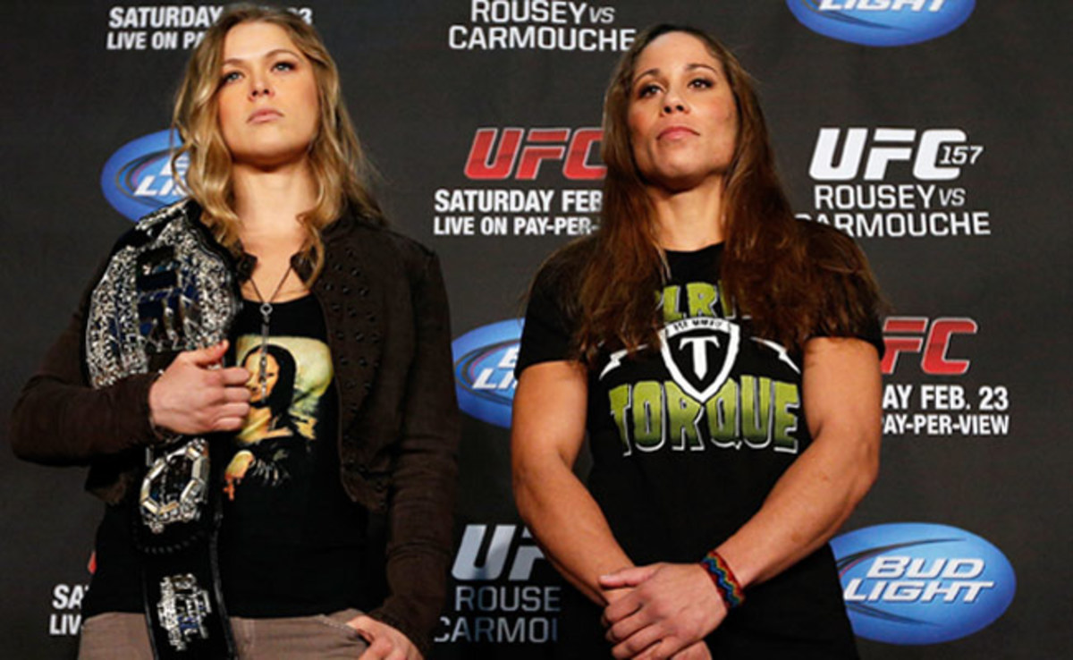Ronda Rousey (left) has ended five of her six fights in the first minute thanks to submissions. 