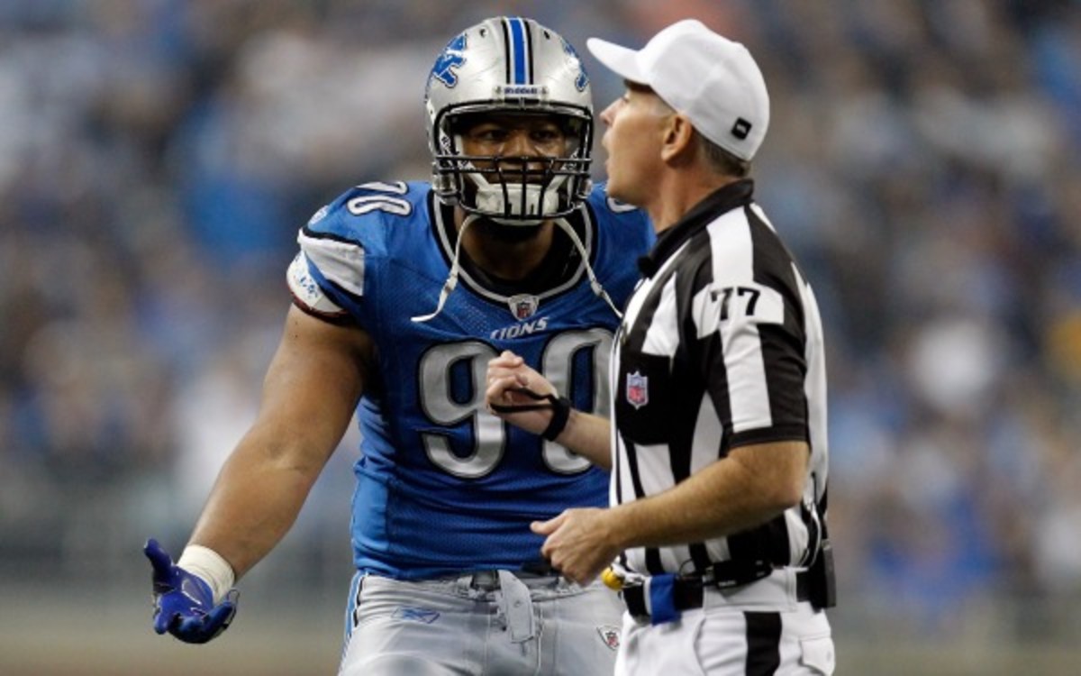 Ndamukong Suh will likely be fined, not suspended, for his latest on-field incident. (Gregory Shamus/Getty Images)