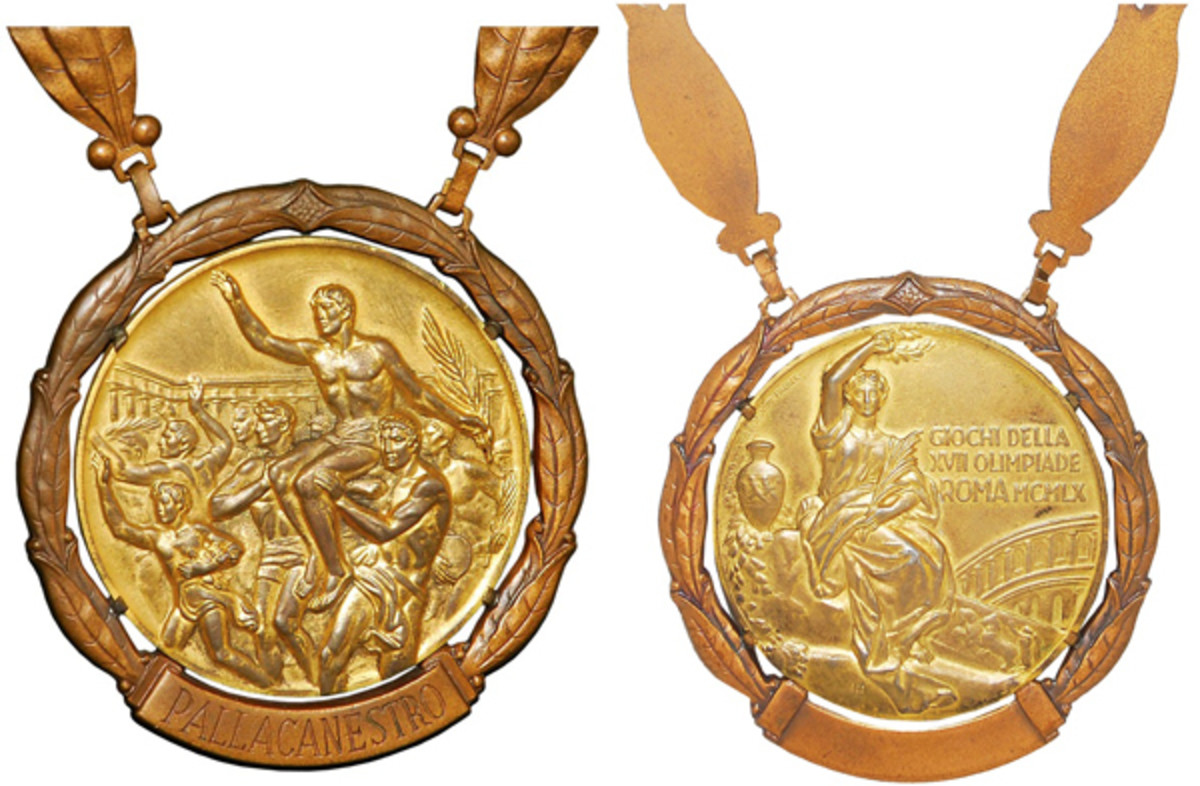 Jerry Lucas's gold medal from the 1960 Rome Olympics. (Grey Flannel Auctions)