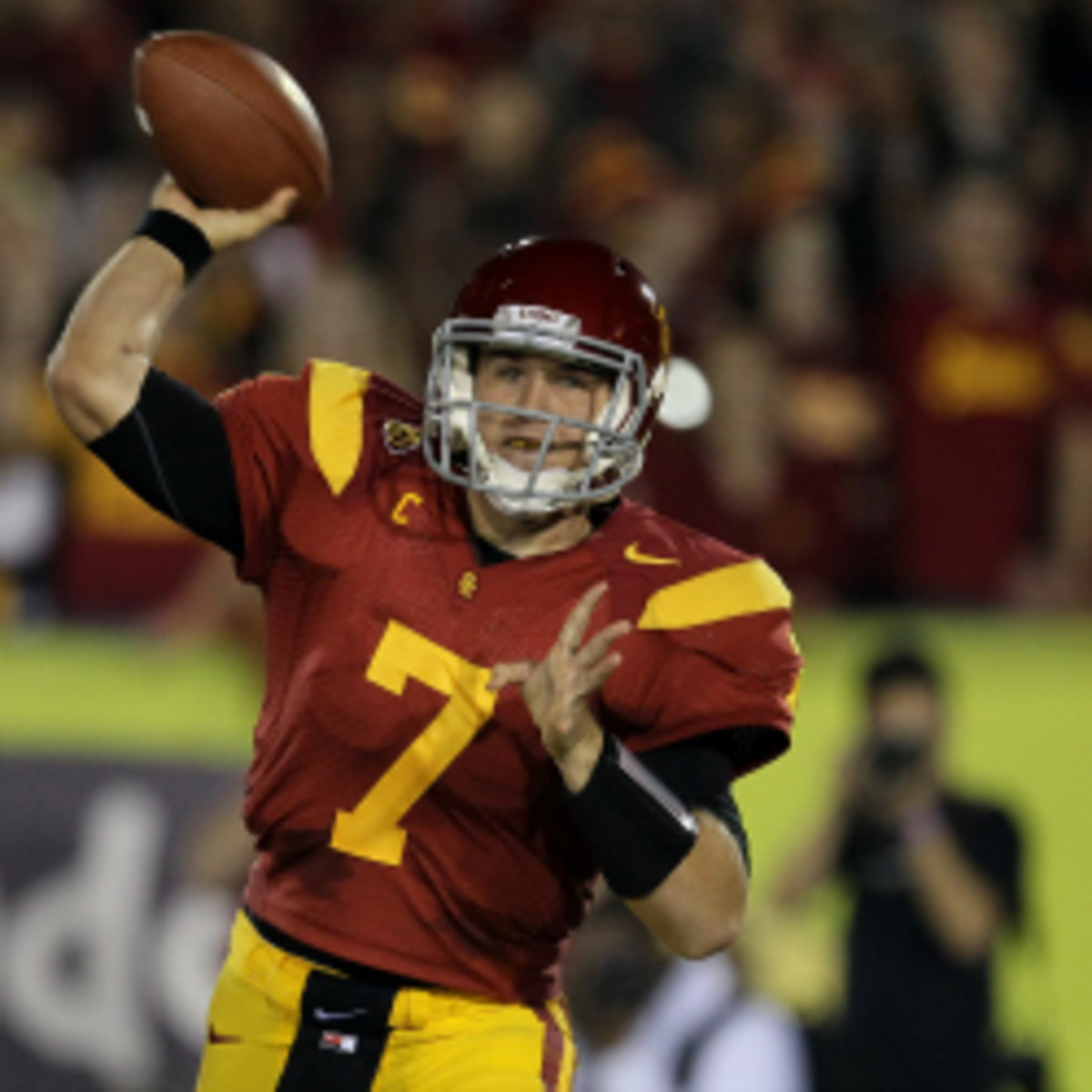 USC quarterback Matt Barkley does not plan to attend the NFL Draft in April. However, he is reportedly working out privately with the Arizona Cardinals. (Stephen Dunn/Getty Images)