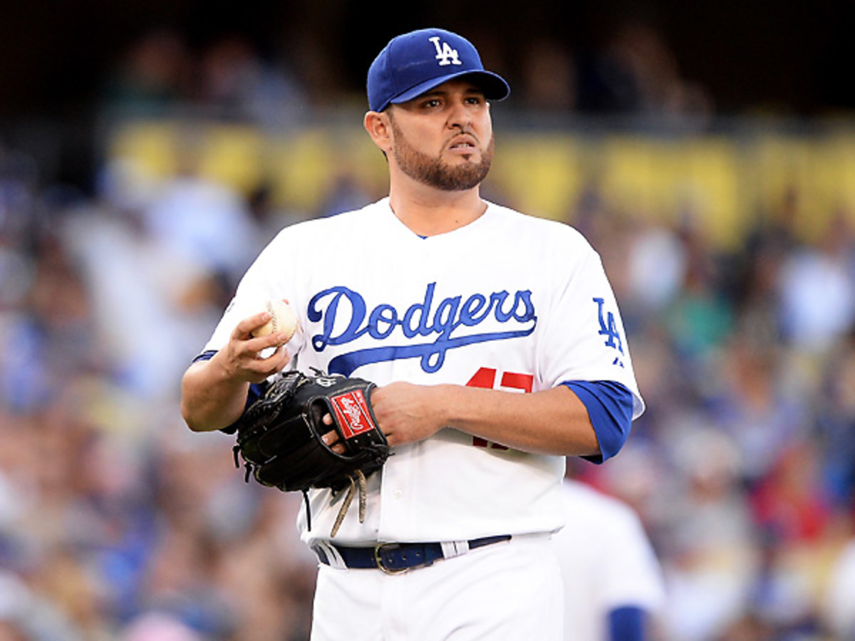 Ricky Nolasco pitched well for the Dodgers after being acquired from the Marlins midseason. (Harry How/Getty Images)