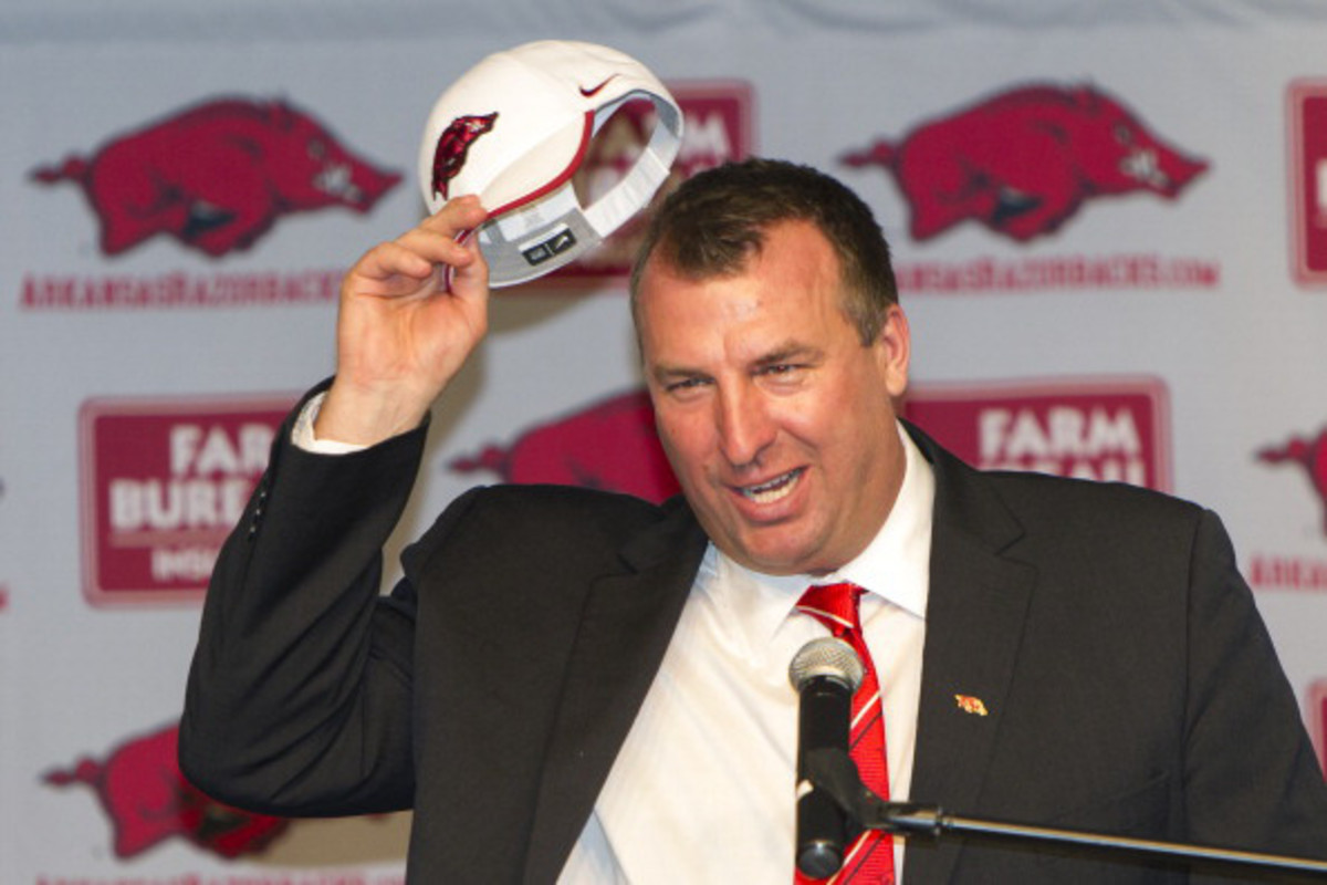 Bret Bielema has proven to be a social media revelation since taking over at Arkansas. (Wesley Hitt/Getty Images)