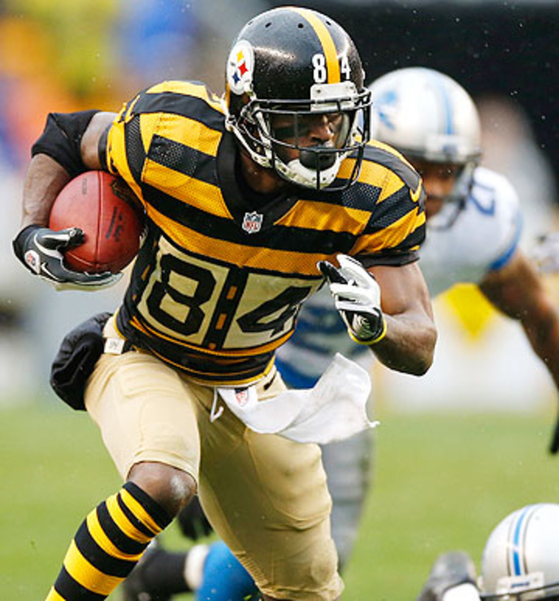 Antonio Brown had seven catches for 147 yards and two touchdowns in Sunday's win over the Lions. (Gregory Shamus/Getty Images)