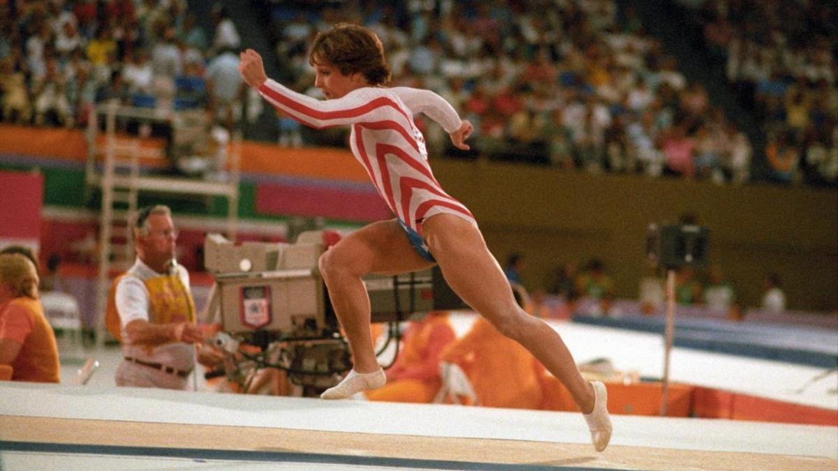Mary Lou Retton wins gold medal with perfect 10s in 1984 Olympics