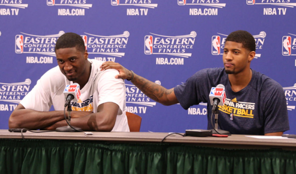 Roy Hibbert (left) has issued an apology for comments made after a Game 6 win. (Nathaniel S. Butler/Getty Images)