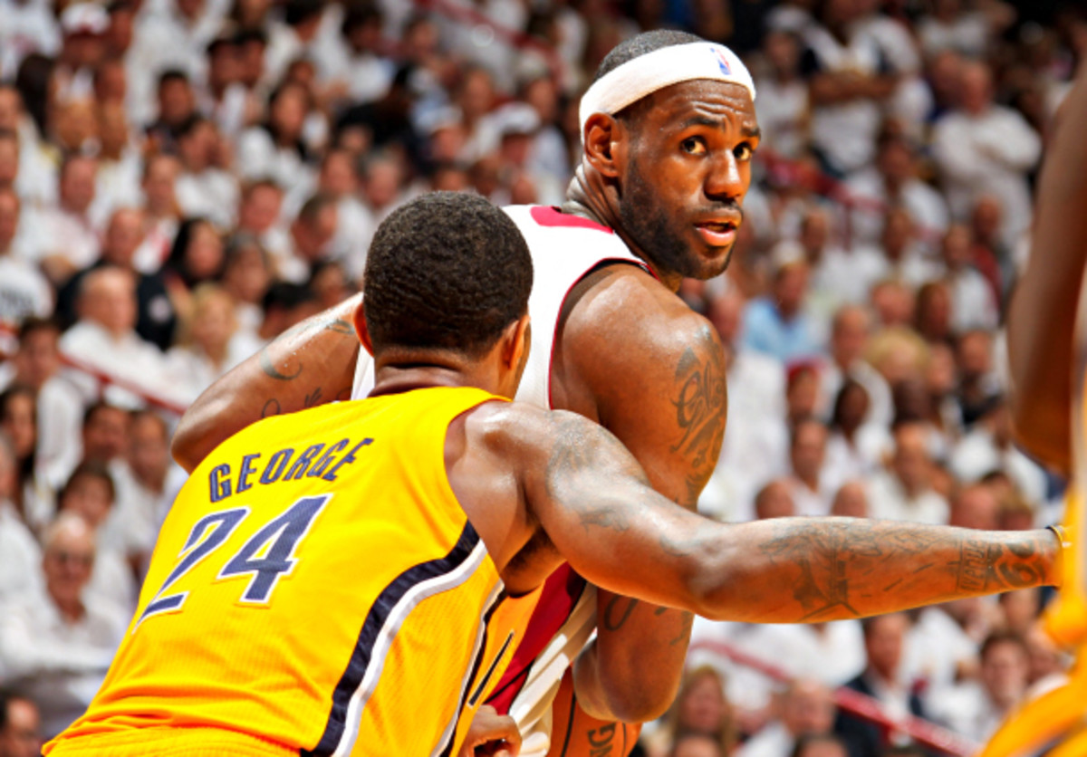 Despite the rise of Paul George and the Pacers, LeBron James doesn't consider either to be his rival. (Issac Baldizon/NBAE via Getty Images)