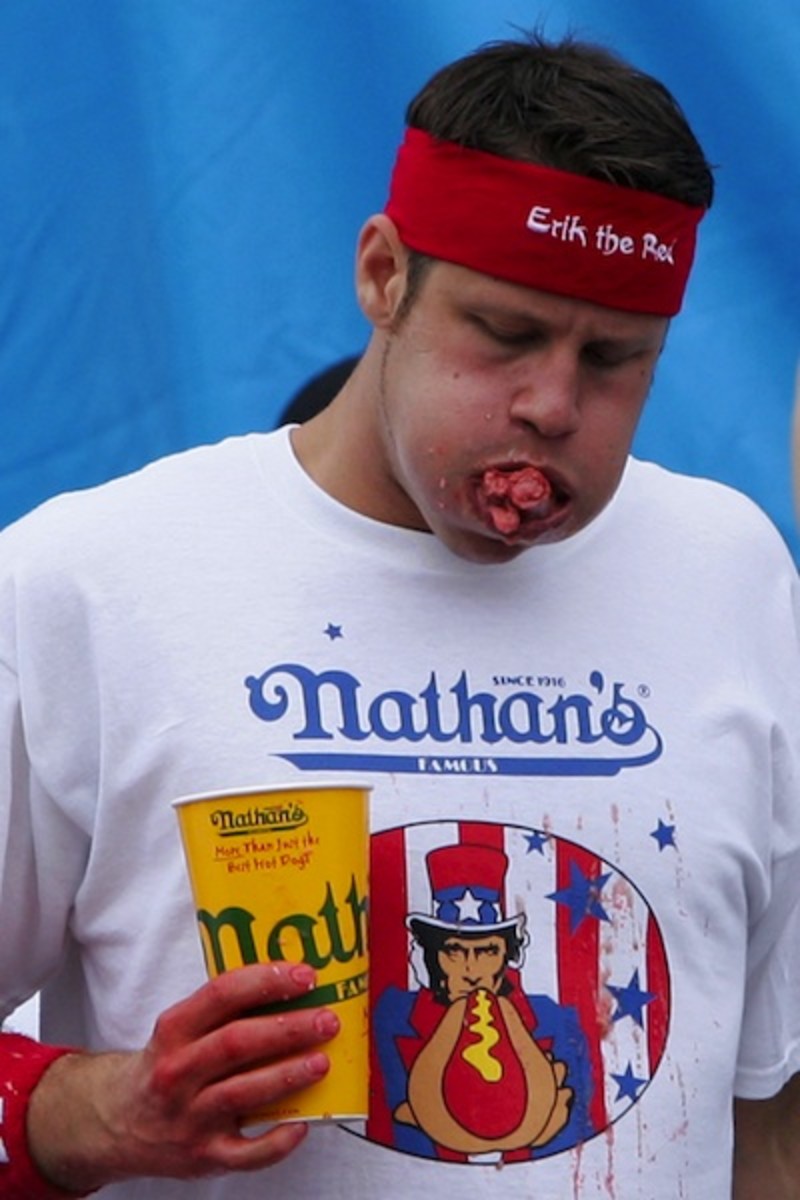 Competitive Eaters Face Off In Annual Hot Dog Eating Contest
