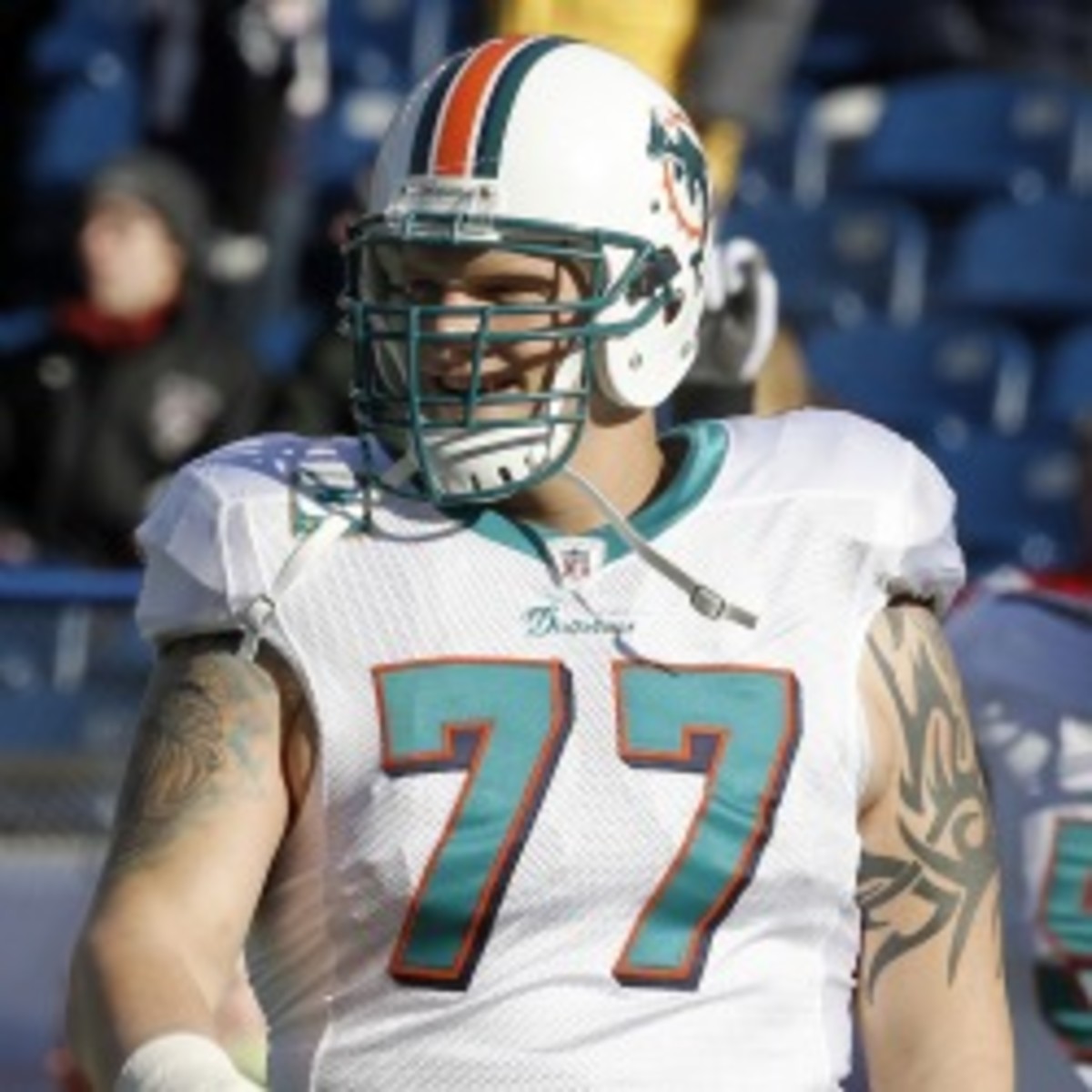 Dolphins tackle Jake Long is reportedly looking for a contract that would pay him $11 million annually. (Winslow Townson/Getty Images)