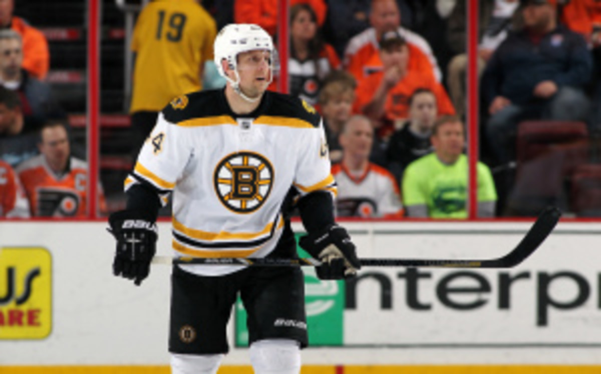 Dennis Seidenberg is out again for the Bruins. (Len Redkoles/Getty Images)