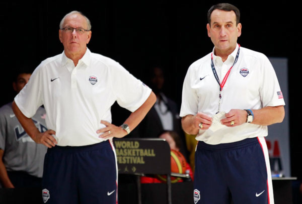 Jim Boeheim and Mike Krzyzewski will be in the same conference starting next season. (Geoff Burke/US Presswire)