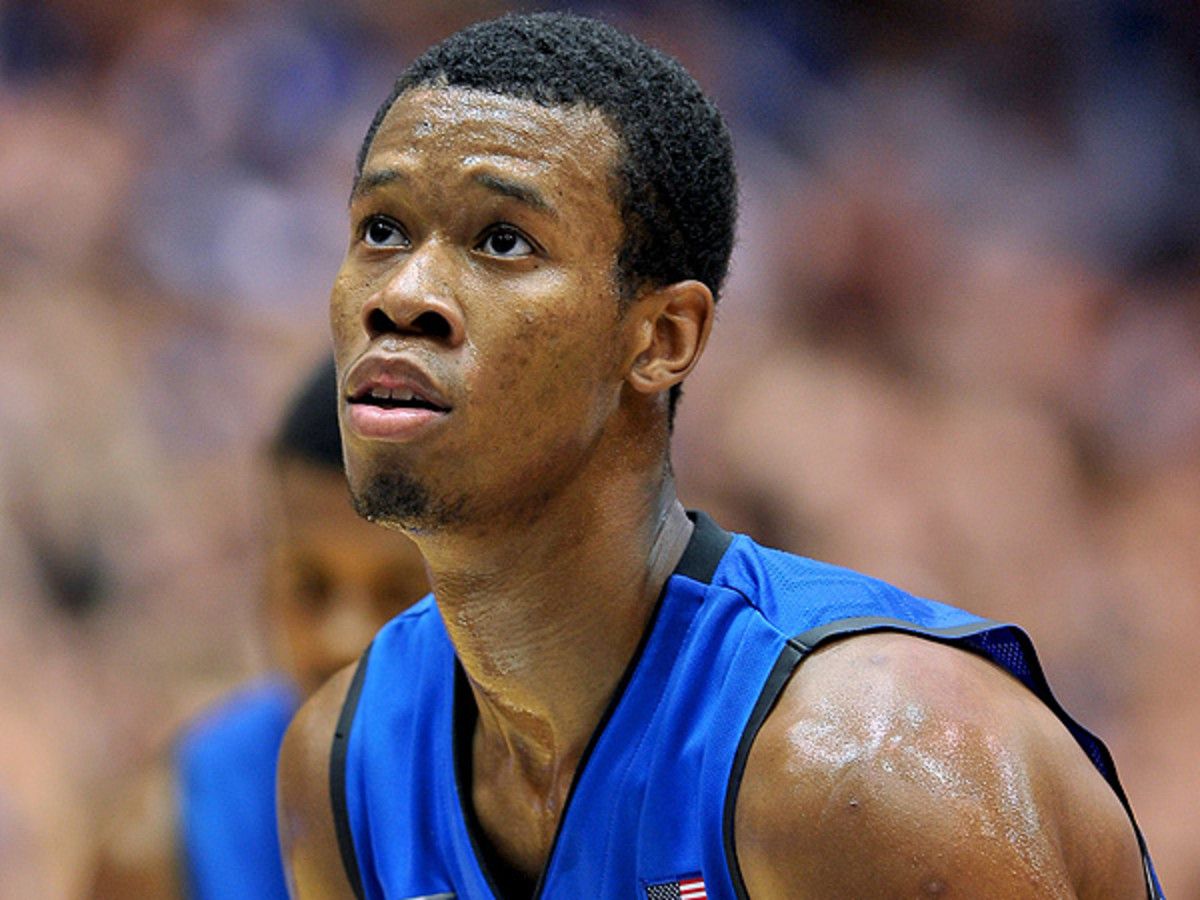 Rodney Hood suffered an injury to his right Achilles during Wednesday night's World University Games practice. (Lance King/Getty Images)