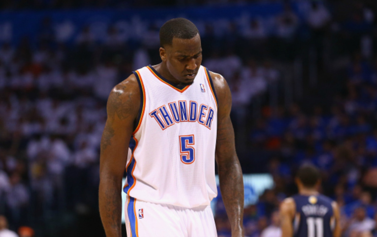 Kendrick Perkins is averaging 3.8 rebounds a game this season. (Ronald Martinez/Getty Images)