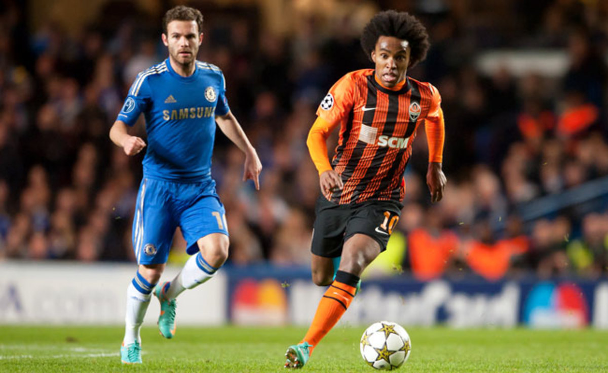 Willian (right) impressed against Chelsea during the Champions League last season.