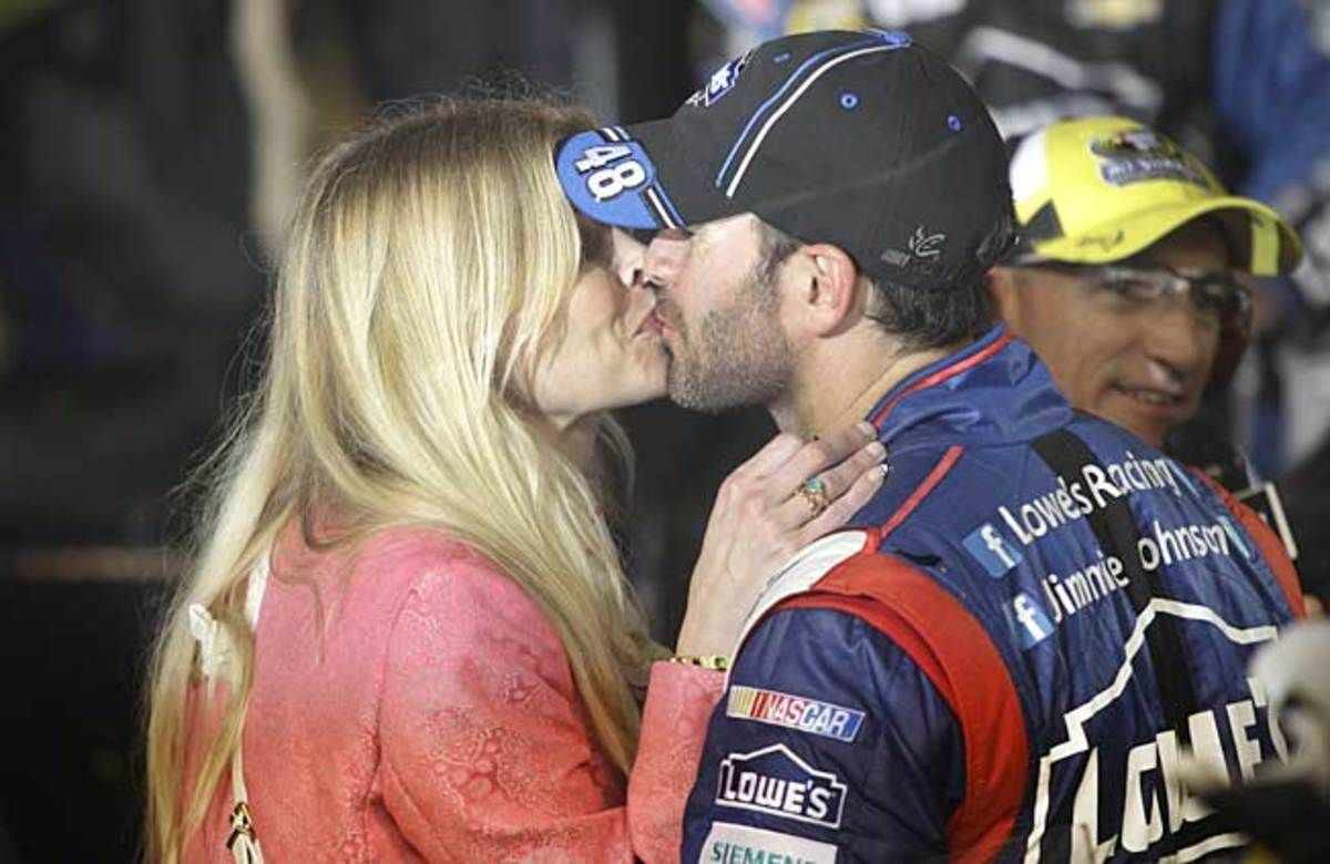 Chandra and current Sprint Cup points leader Jimmie Johnson now have two daughters (below).