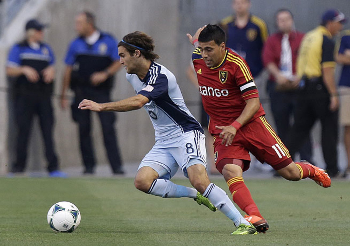 Graham Zusi (left) and Sporting KC claimed temporary MLS supremacy with their win over RSL.
