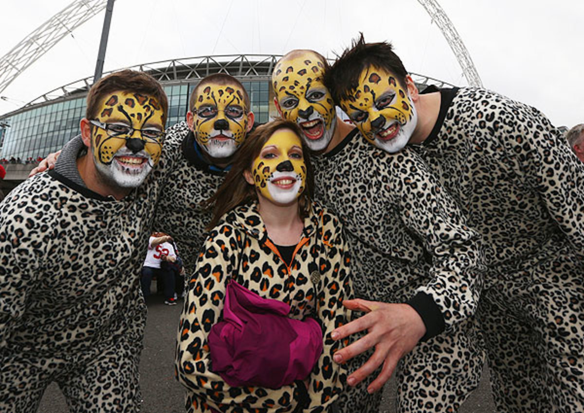Fans in London showed their love for the 'hometown' Jaguars with these costumes. 
