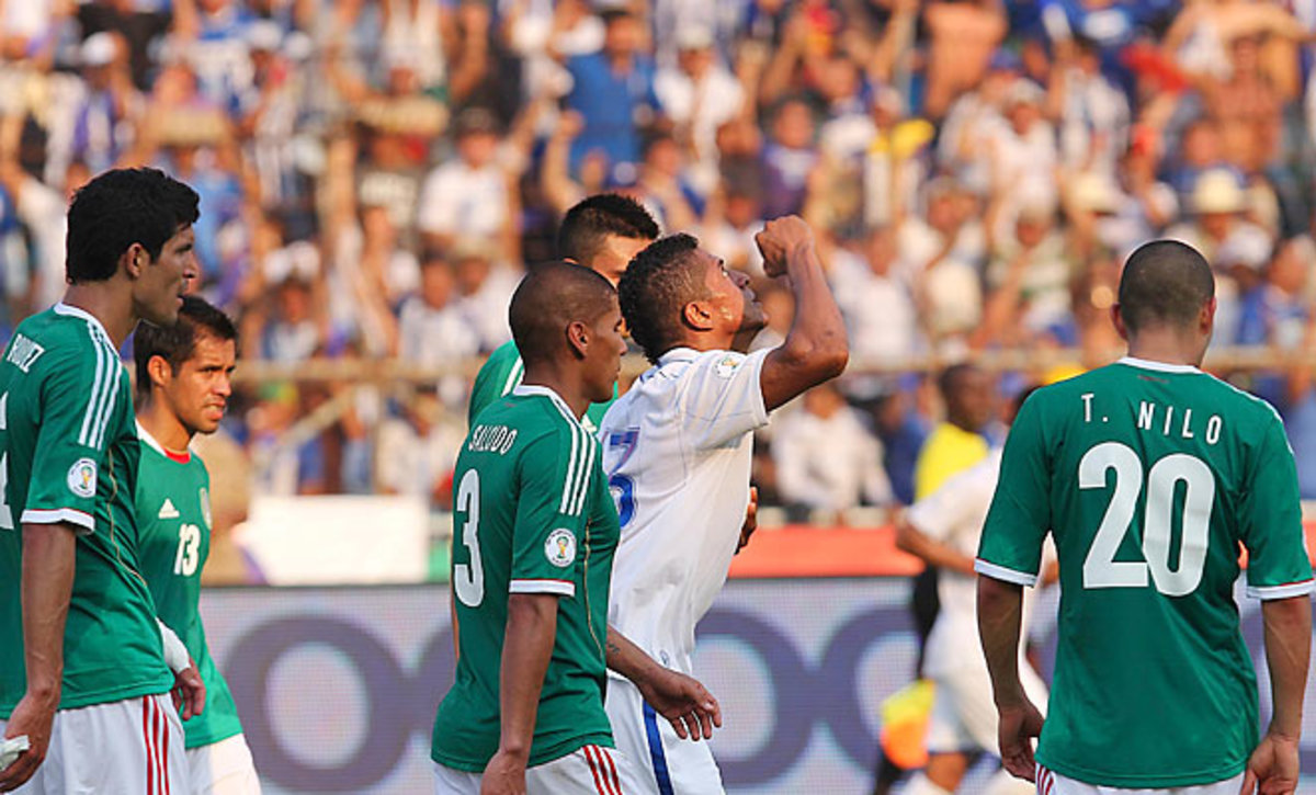 Carlo Costly celebrates a goal against Mexico in the teams' 2-2 draw in World Cup qualifying on Friday.