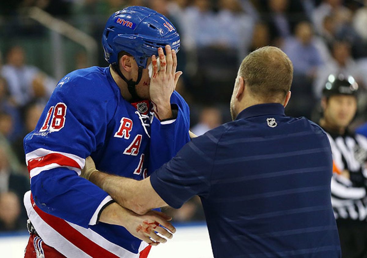 Marc Staal of the New York Rangers suffered a notable eye injury this year when he was hit by a puck.