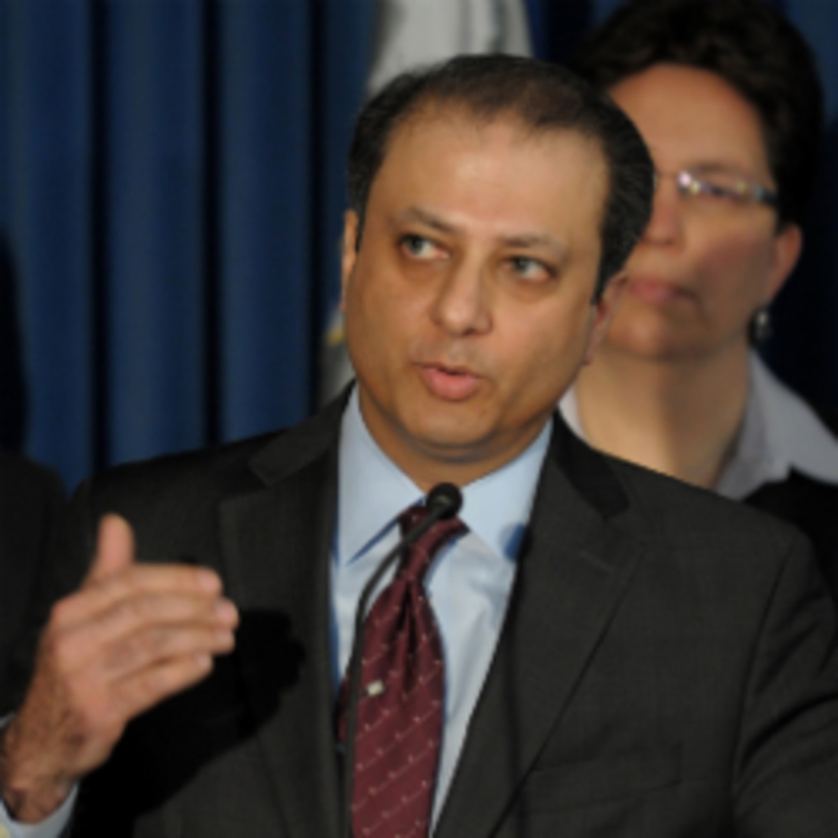 Manhattan U.S. Attorney Preet Bharara announced the founder of a company that advised the NBPA had been charged with attempting to defraud the union. (Stan Honda/AFP/Getty)
