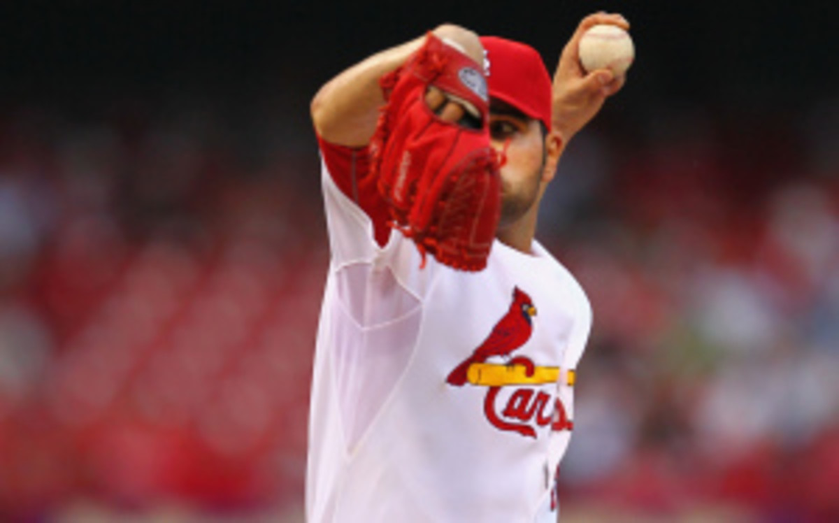 Cardinals pitcher Jaime Garcia will begin throwing in two weeks after undergoing season ending shoulder surgery in May. (Dilip Vishwanat/Getty Images)