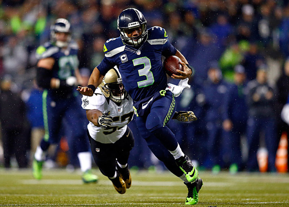 New Orleans had no answer for Russell Wilson, who ran and threw circles around the Saints’ defense. (Jonathan Ferrey/Getty Images)