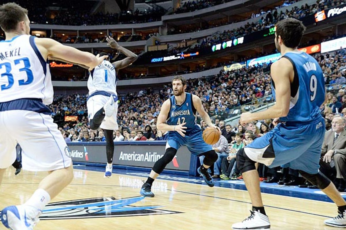 Kevin Love, a versatile scorer, has been working to perfect the difficult step-back three-pointer.