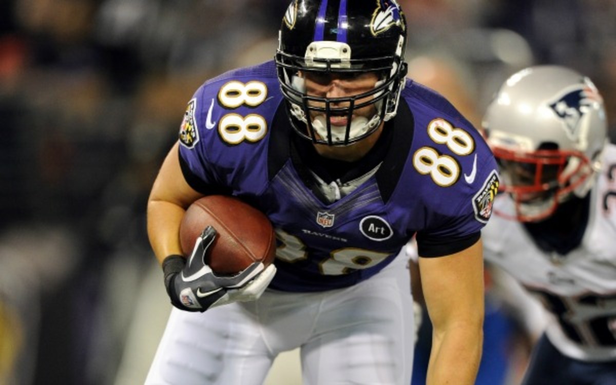 Dennis Pitta will likely make his first 2013 appearance Sunday against the Vikings. (Patrick Smith/Getty Images)