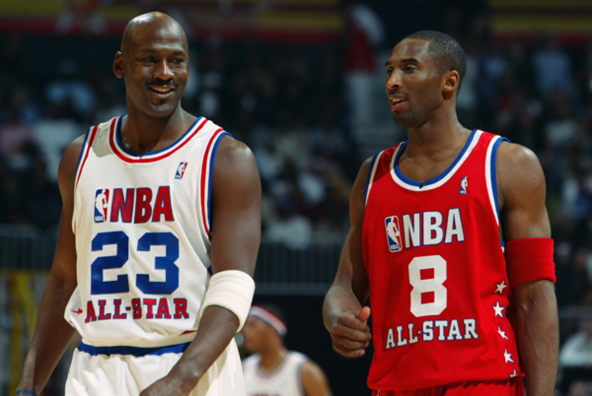 Michael Jordan (left) and Kobe Bryant faced off in the 2003 All-Star Game. (Jamie Squire/Getty Images)